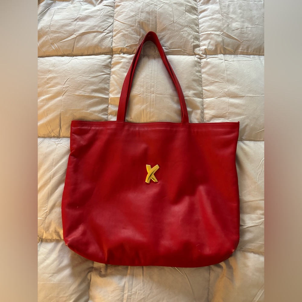 Paloma Picasso Large Red Leather Tote